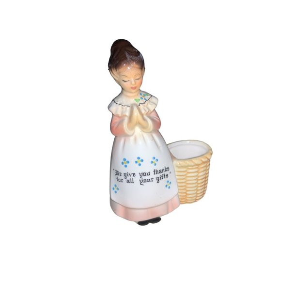 Prayer Lady  Toothpick Holder Pink - Picture 1 of 15